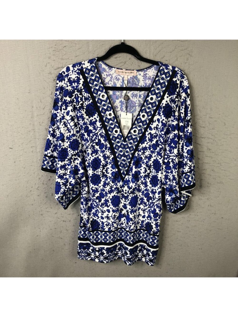 Nanette Lepore Cover Up Tunic Womens S Blue Floral Eyelet Swim Beach Boho